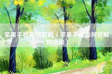 苹果手机如何官解(苹果手机如何官解网络锁)
